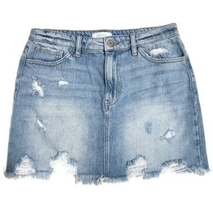 KanCan Signature Distressed Denim Mini Skirt L